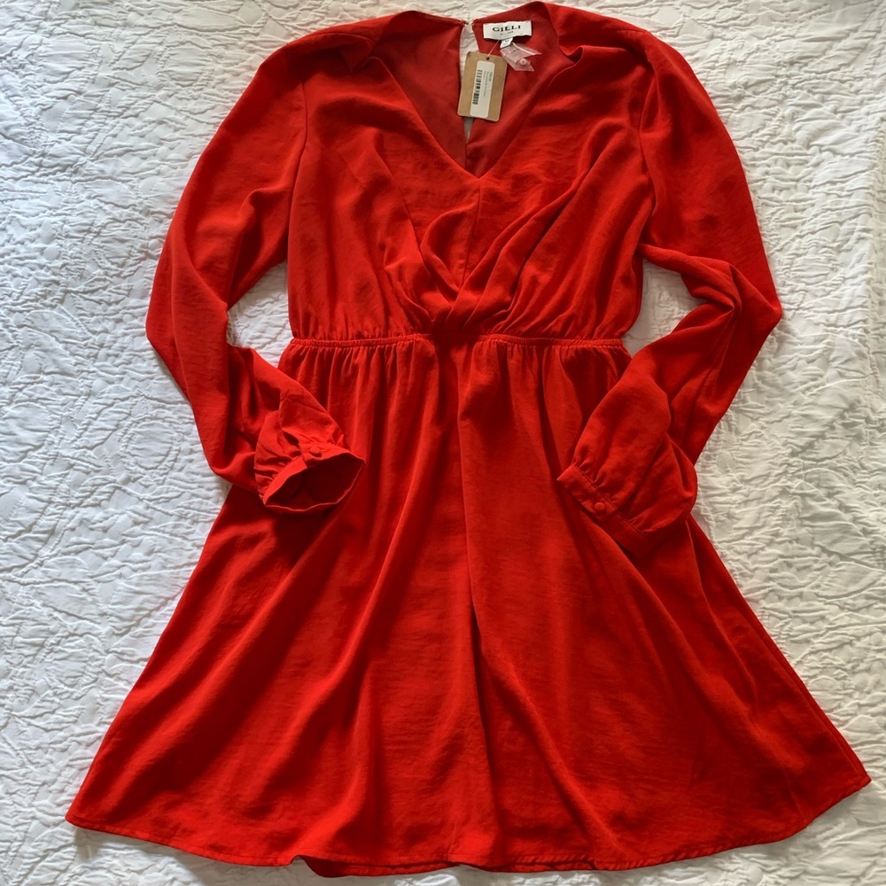 Red Long Sleeved Dress